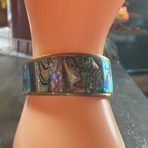 Beautiful Abalone and brass cuff bracelet.